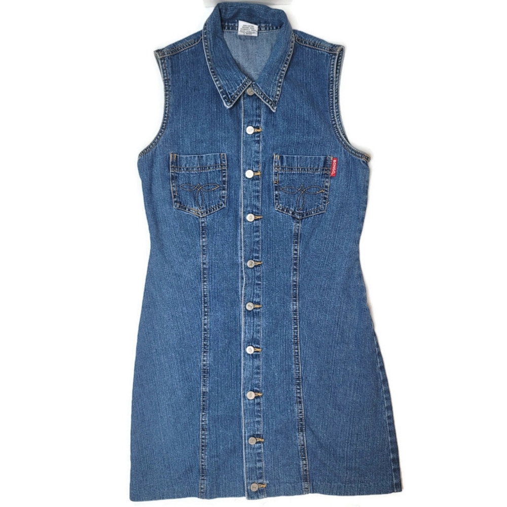 Bongo sleeveless denim button jean dress size 5